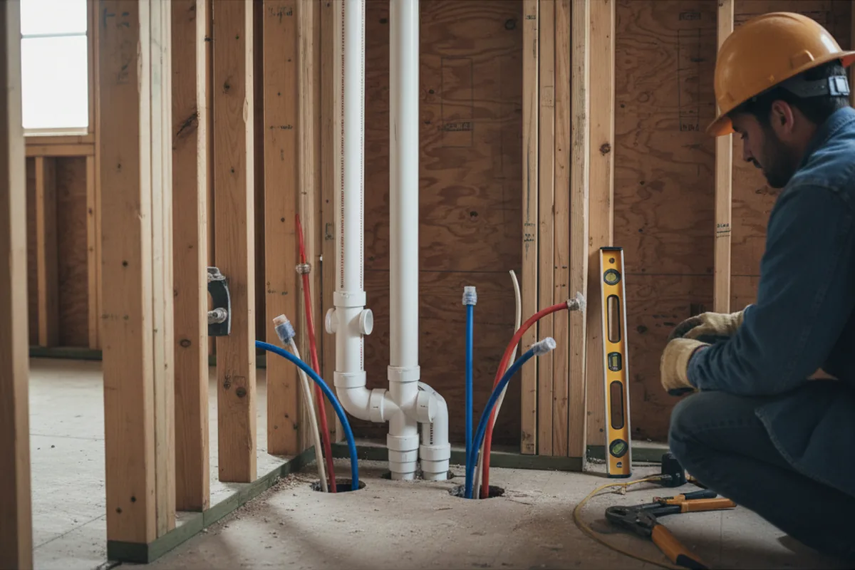 Drain and supply rough-in during Leak Detection in Una